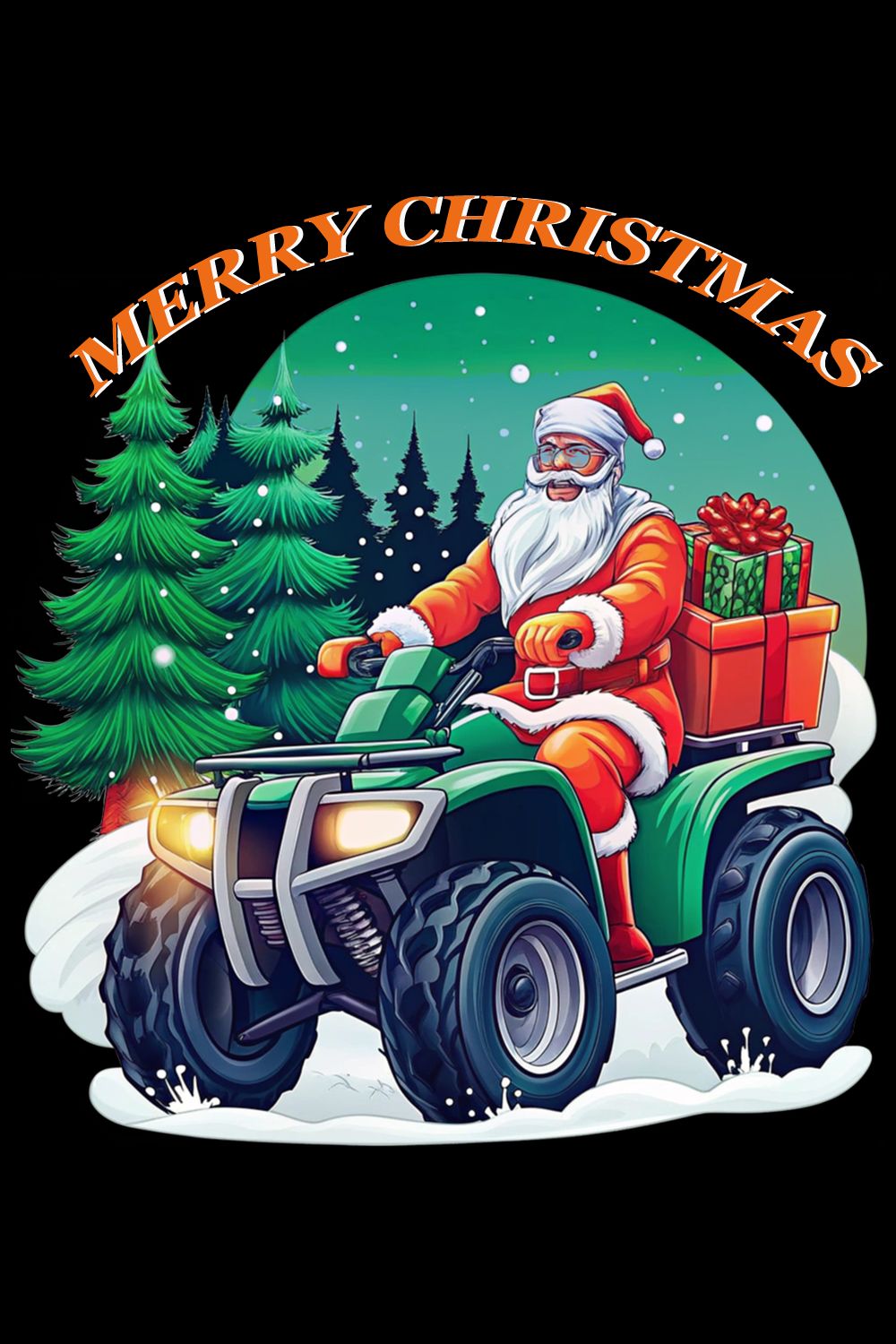 Santa Claus on an ATV pinterest preview image.