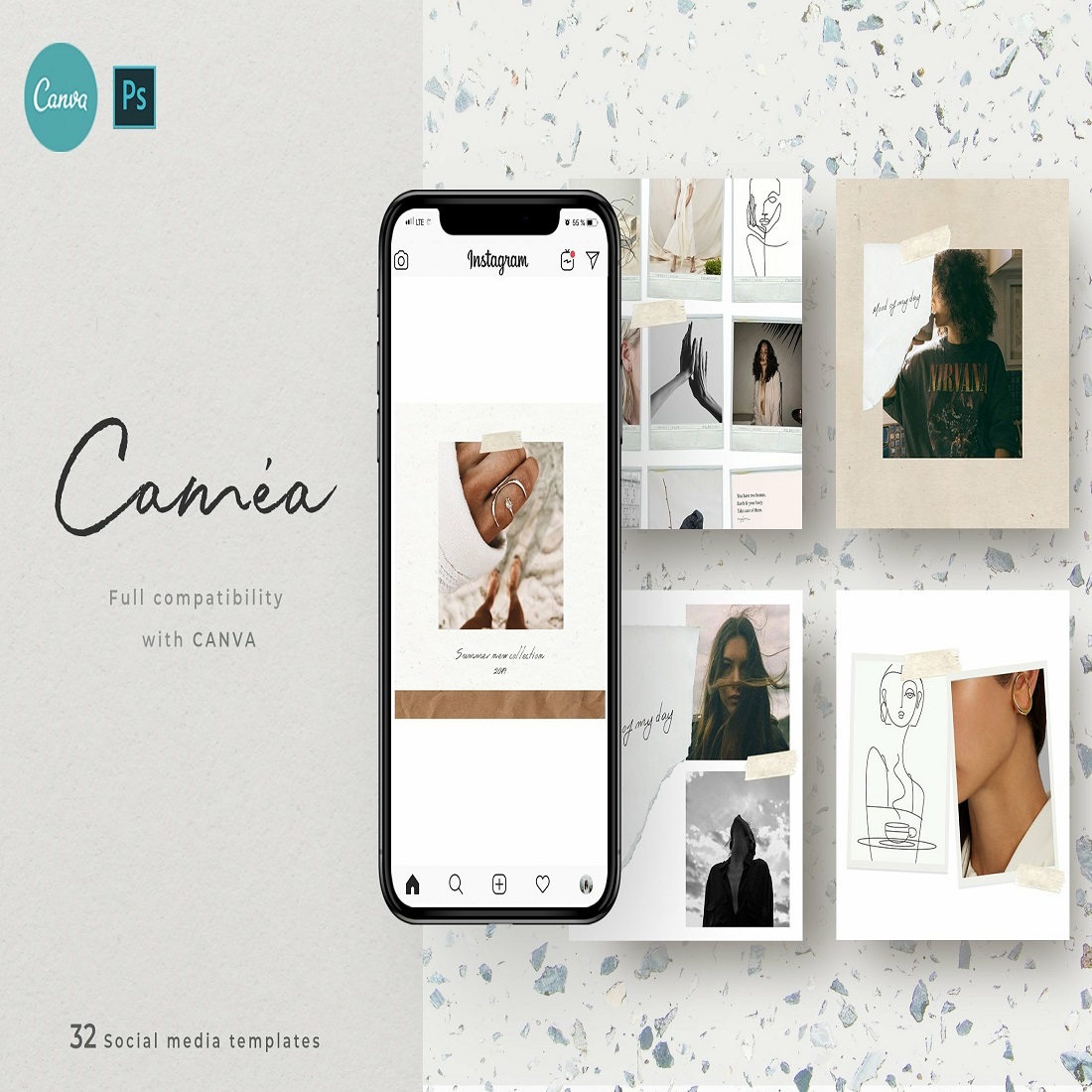 CANVA & PS Camea Premium Social Media Pack cover image.