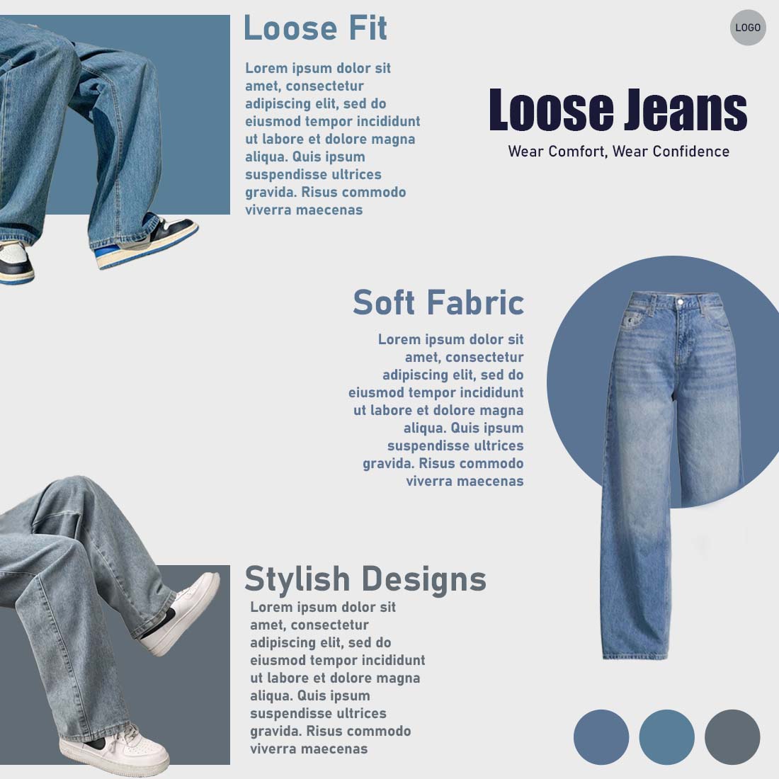 Fashion Jeans Poster template preview image.