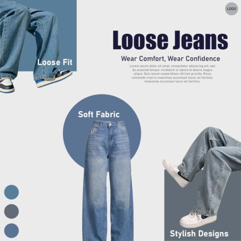 Fashion Jeans Poster template cover image.