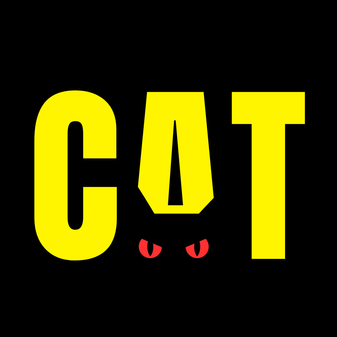 Black Yellow Modern Minimalist Cat T-shirt Design preview image.