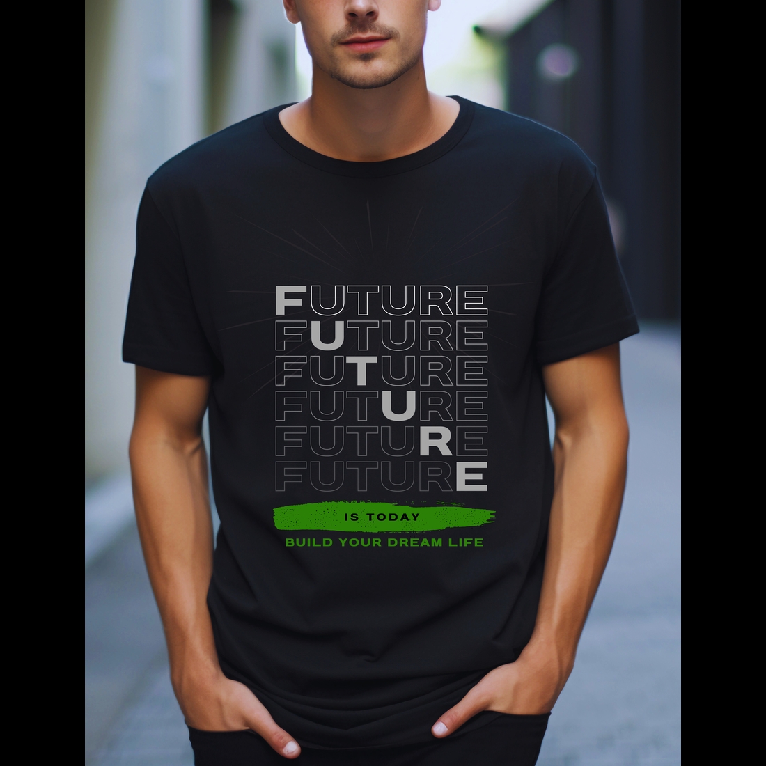 "Motivational Future Graphic T-Shirt - Build Your Dream Life" cover image.