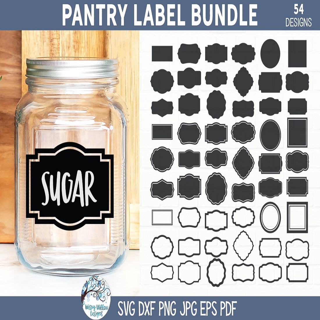 Pantry Label SVG Bundle Blank Label Shapes preview image.