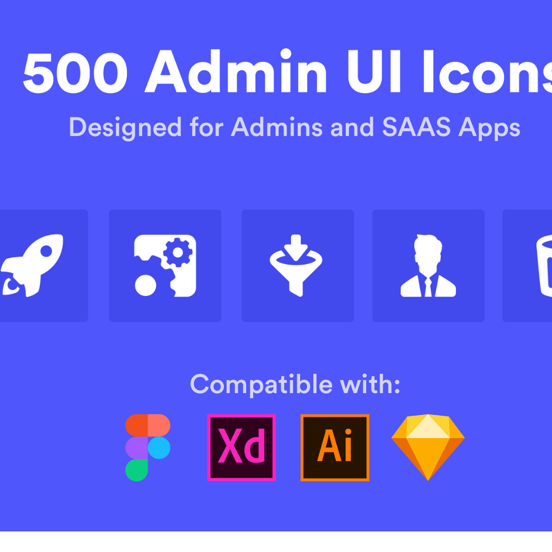 Icons designated for Admin Pannels, Dashboards and SAAS Apps cover image.