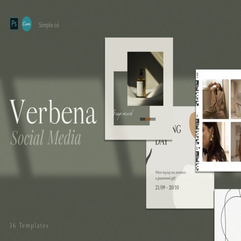 CANVA & PS Verbena Social Media Pack cover image.