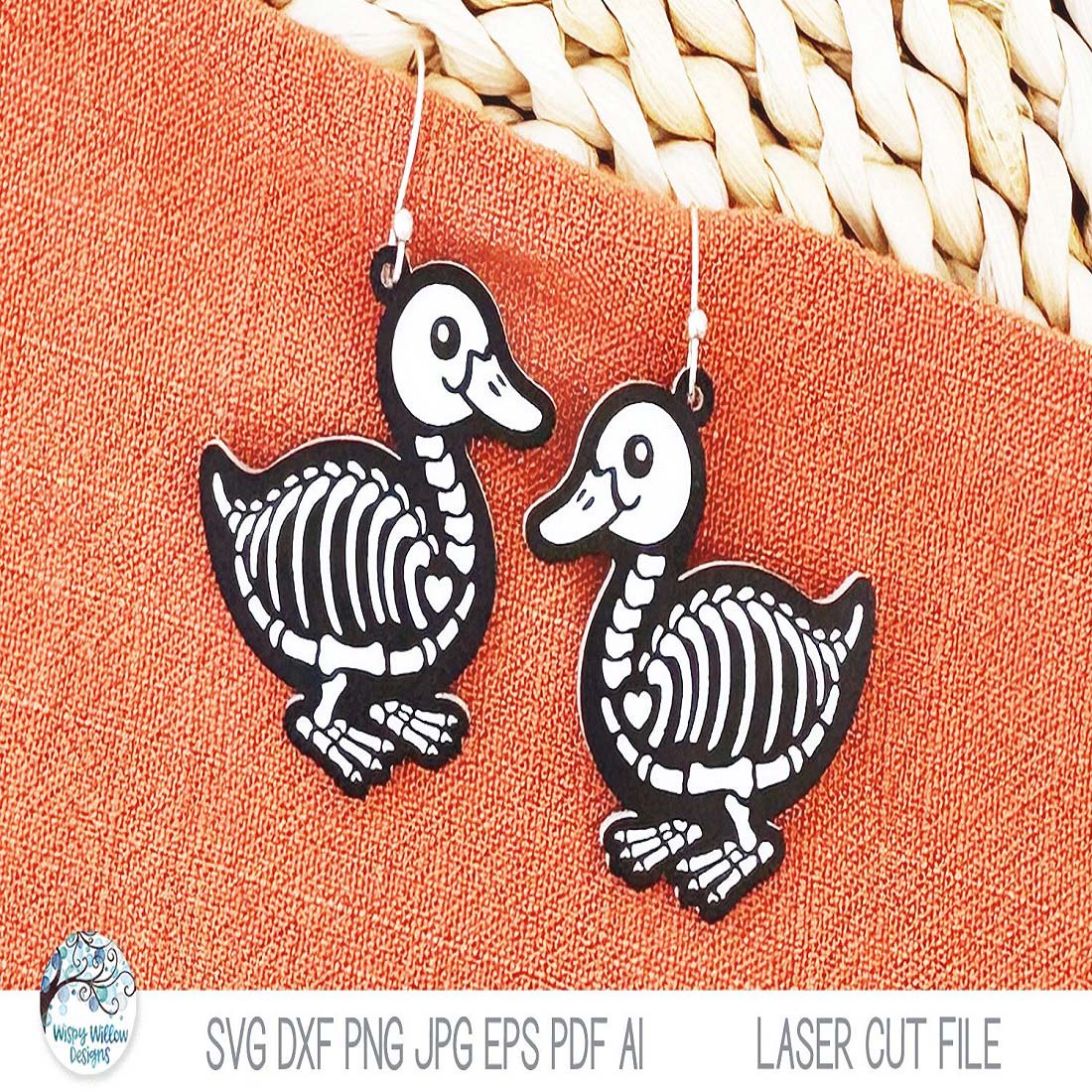 Duck Skeleton Halloween Earring File for Laser Cutter preview image.