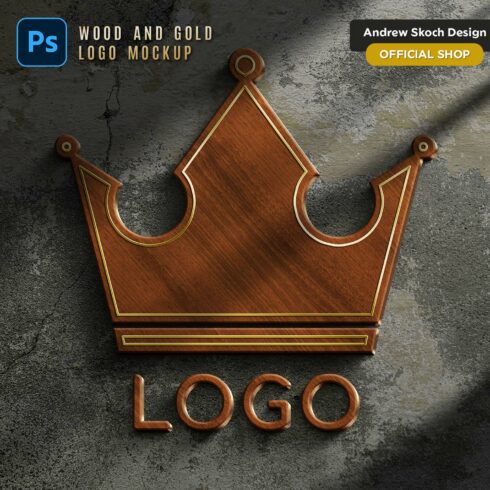 Wood & Gold Logo Mockup cover image.