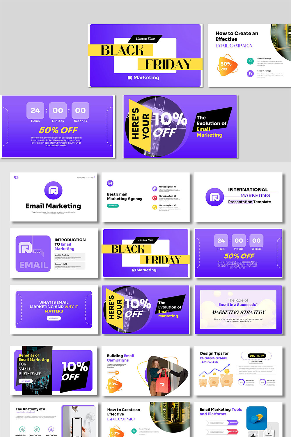 Email Marketing Presentation Template pinterest preview image.