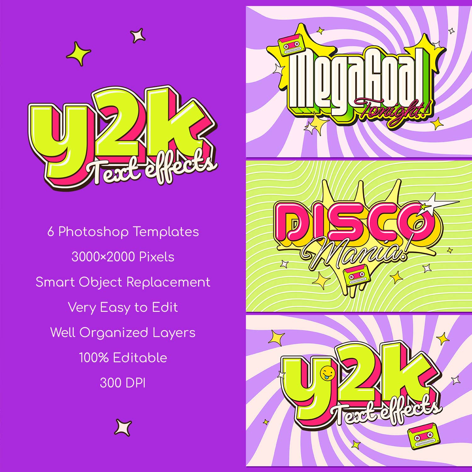 Y2k Text Effects vol 1 preview image.