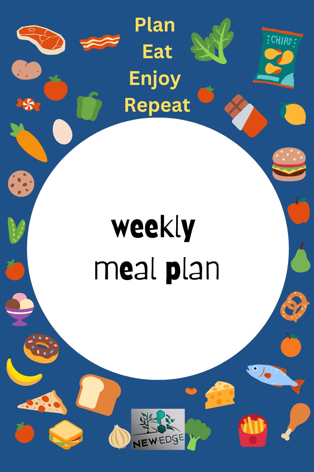 Weekly Meal Plan pinterest preview image.