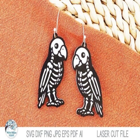 Parrot Bird Skeleton Halloween Earring File for Laser Cutter cover image.