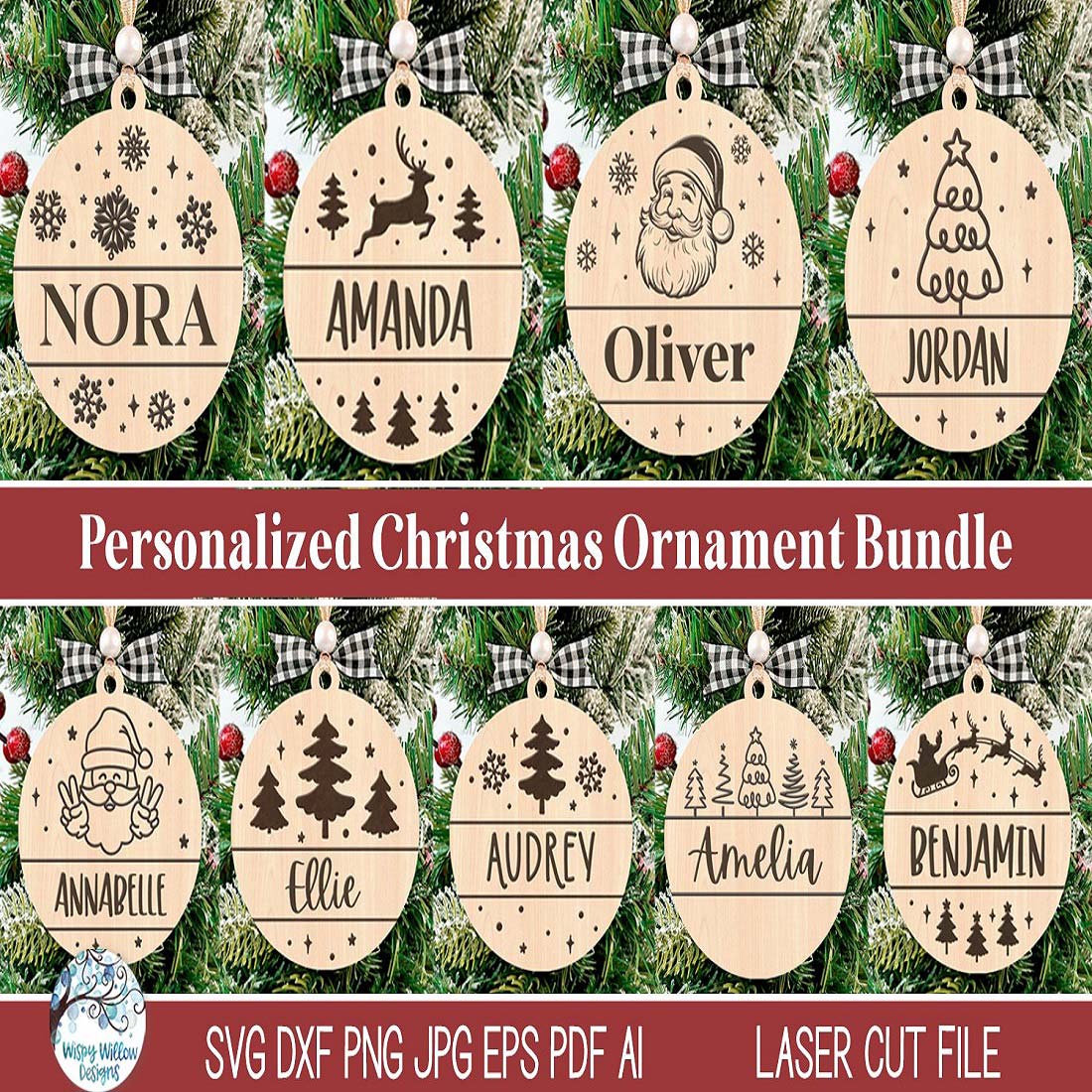 Personalized Family Christmas Ornament Bundle for Laser Cut cover image.