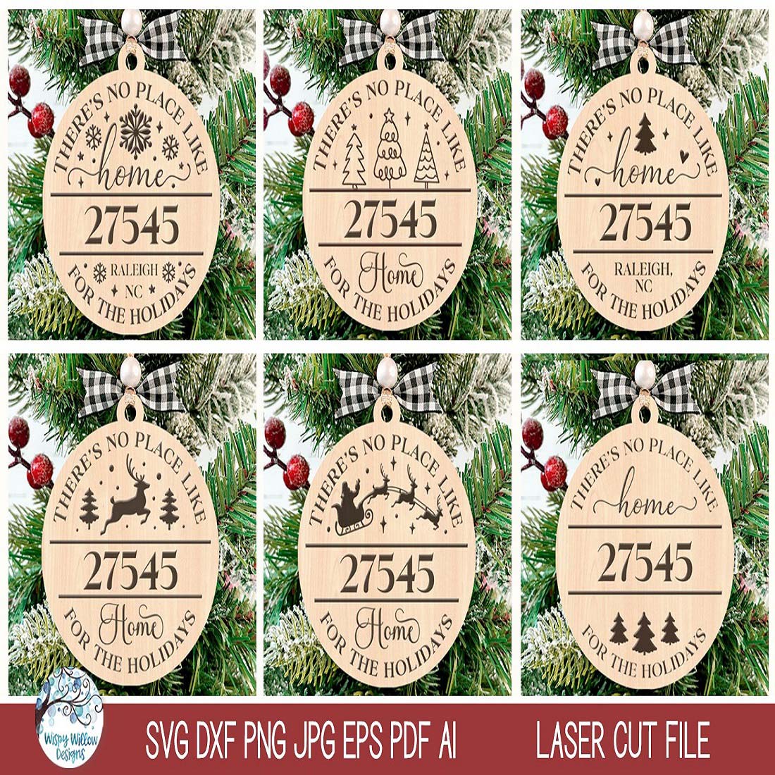 There's No Place Like Home Zipcode Christmas Ornament Bundle cover image.