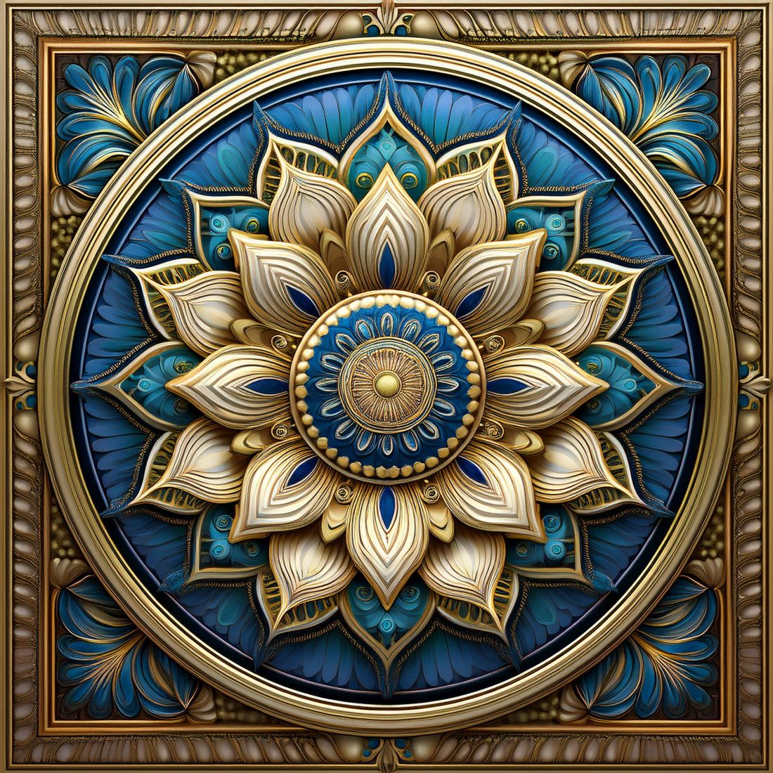 Elegant 3D Decorative Ceiling Wallpaper with Mandala Design cover image.