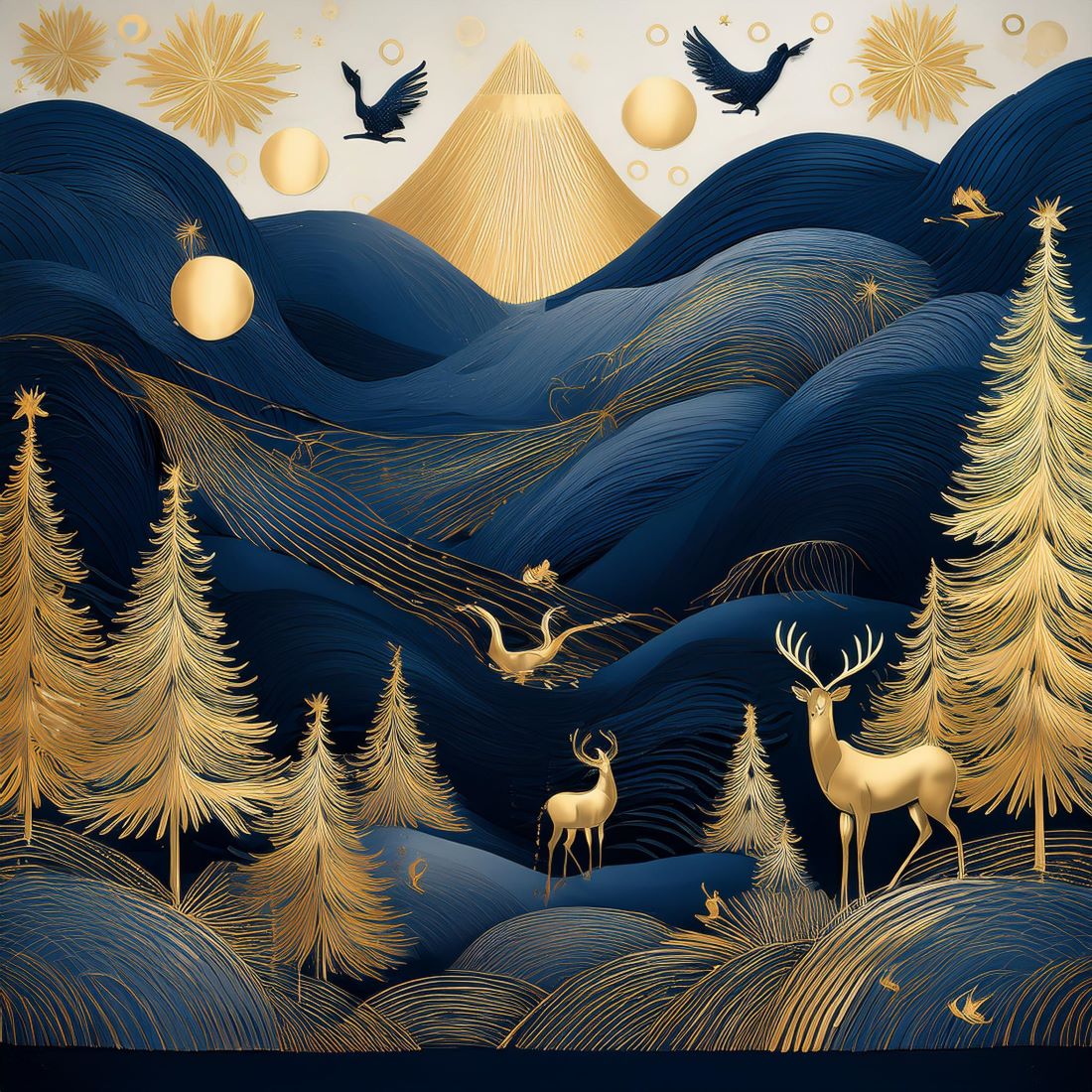 Enchanted Christmas on a Deep Blue Canvas preview image.