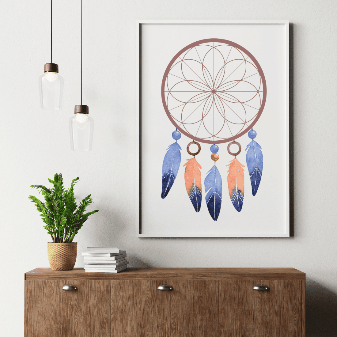 Dream catcher wall art printable, digital download preview image.