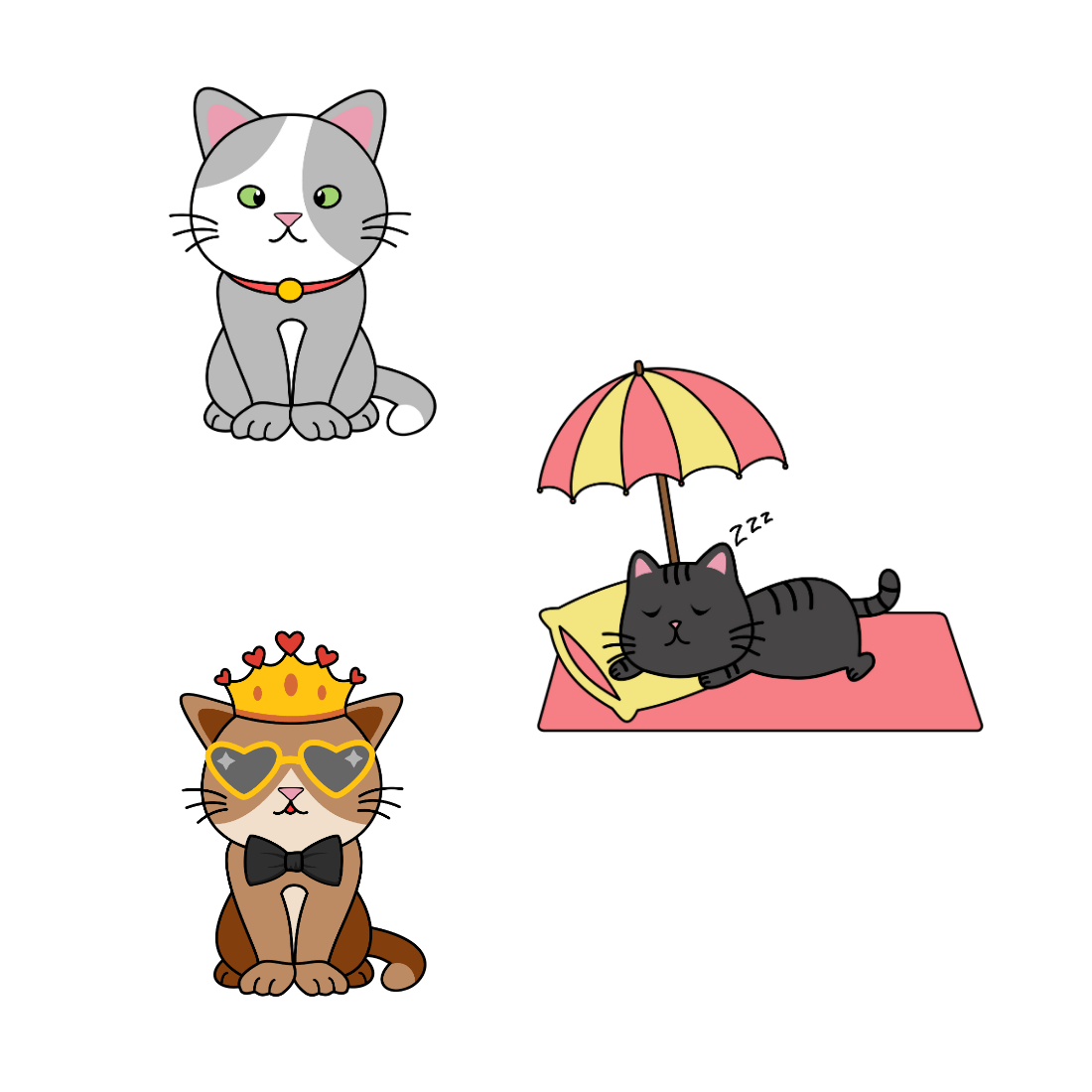 Funny Cats Clipart preview image.