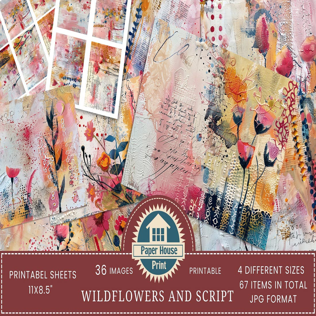 20 wildflowers junk journal printable pages 285