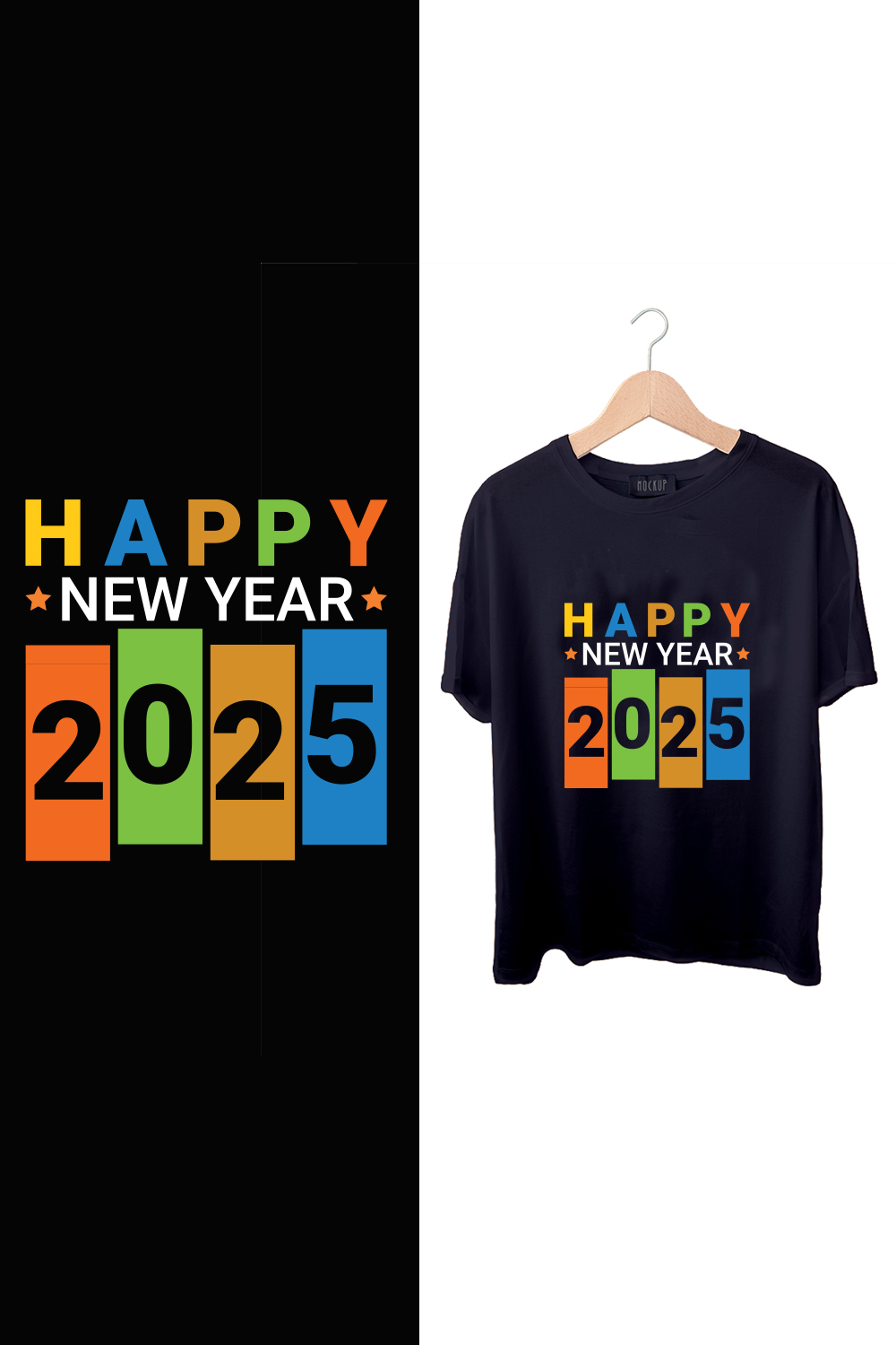 Happy New Year T Shirt Dsign pinterest preview image.