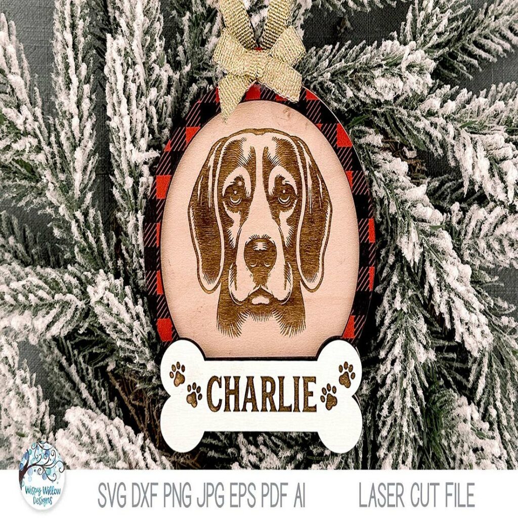 Beagle Dog Christmas Ornament SVG File for Laser Cutter - MasterBundles