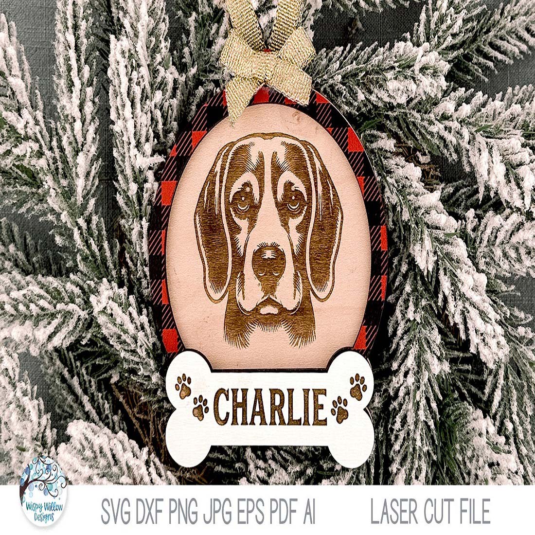 24 beagle dog christmas ornament svg file for laser cutter 419