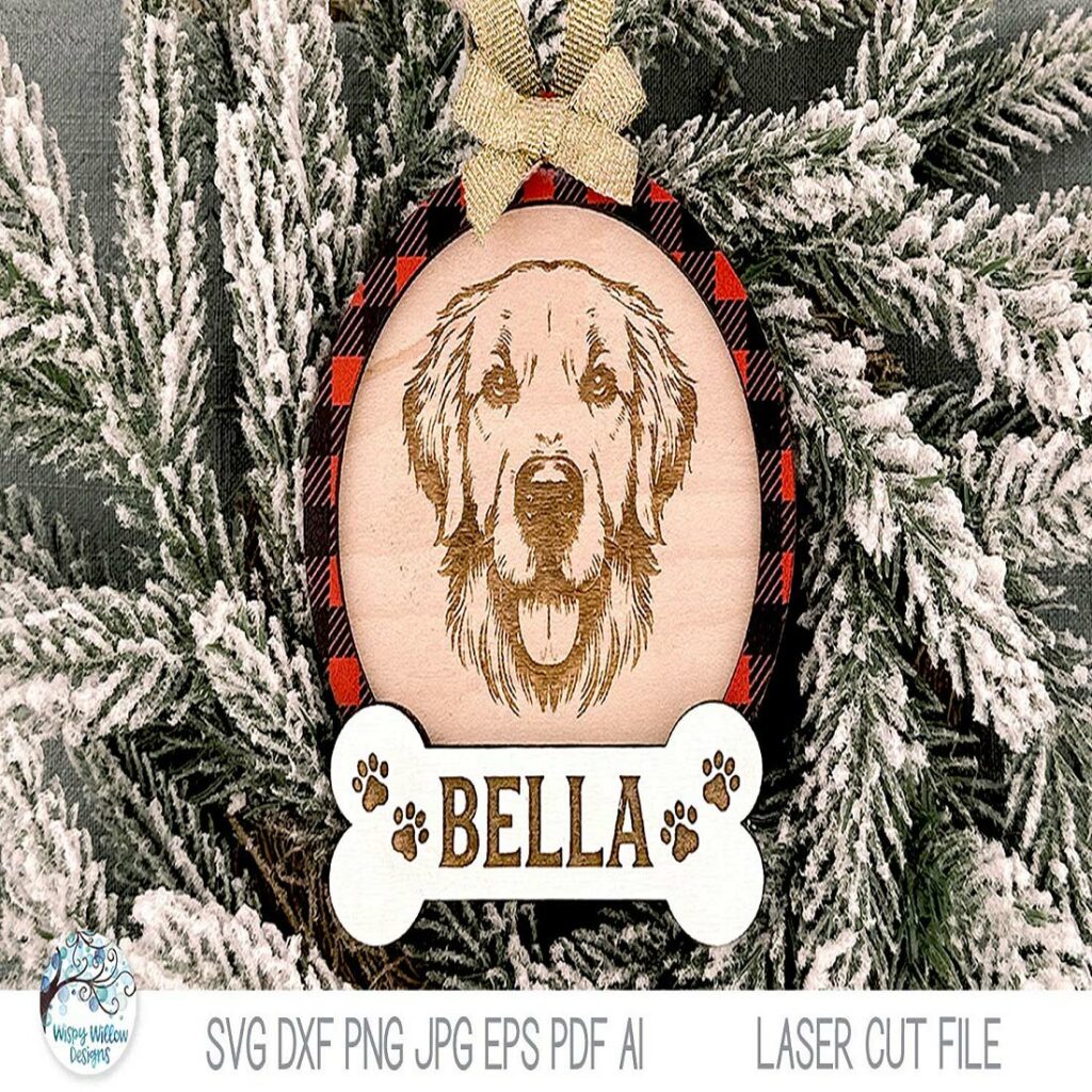 Golden Retriever Dog Christmas Ornament SVG for Laser Cutter ...
