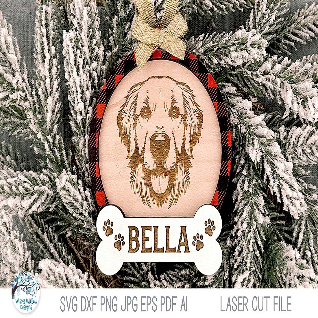 25 golden retriever dog christmas ornament svg for laser cutter 173