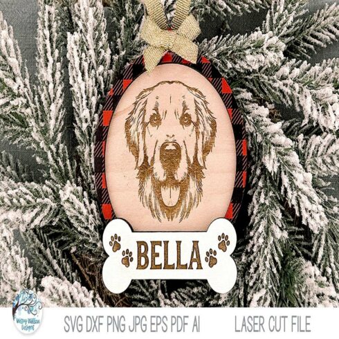 Golden Retriever Dog Christmas Ornament SVG for Laser Cutter cover image.