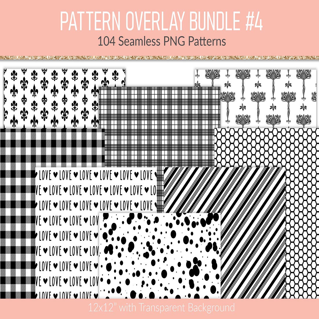 Pattern overlays, seamless PNG paper designs preview image.