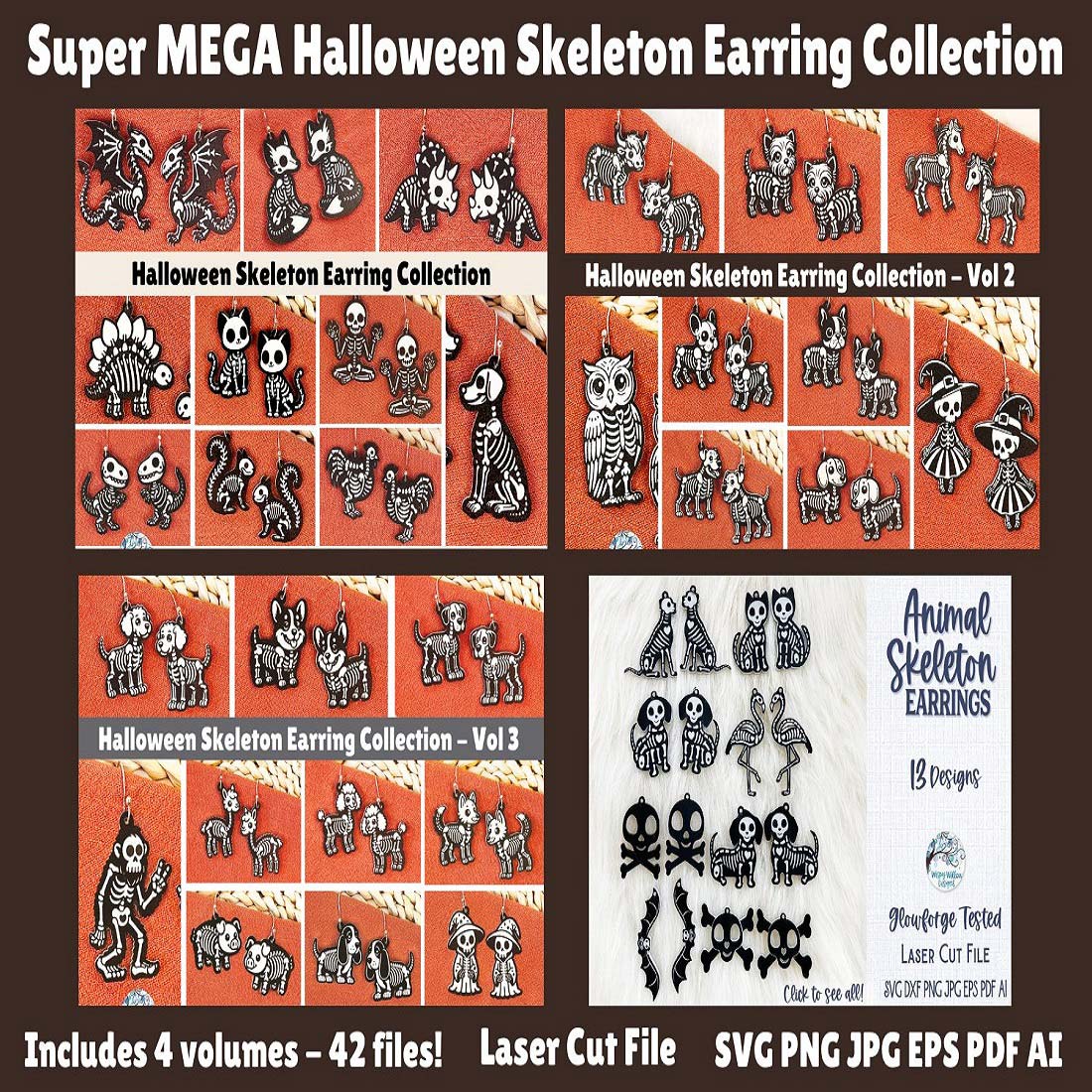 Super Mega Halloween Skeleton Earring Bundle preview image.