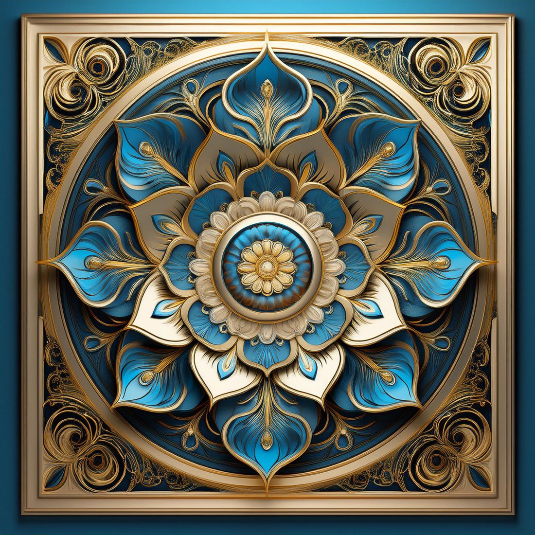 Elegant 3D Decorative Ceiling Wallpaper with Mandala Design preview image.