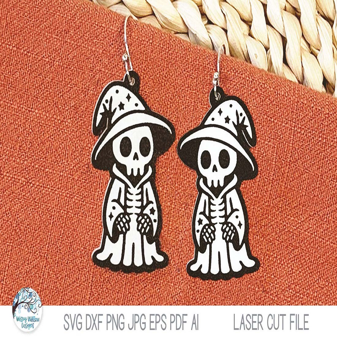 Wizard Witch Halloween Skeleton Earring preview image.