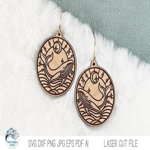 Magical Whale Ocean Animal SVG Laser Cut Earrings cover image.