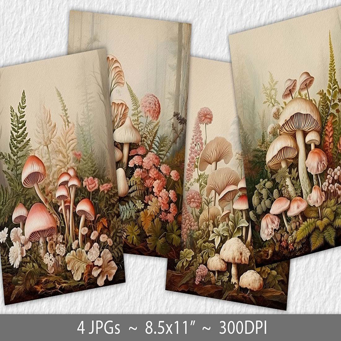 Wild mushroom letter paper junk journal backgrounds cover image.