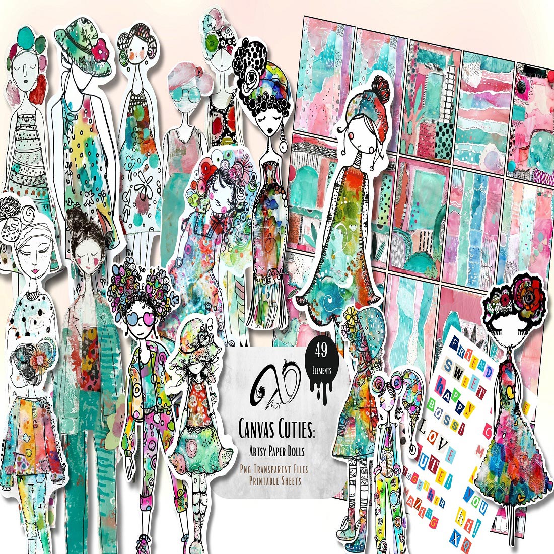 37 canvas cuties artsy paper dolls 182