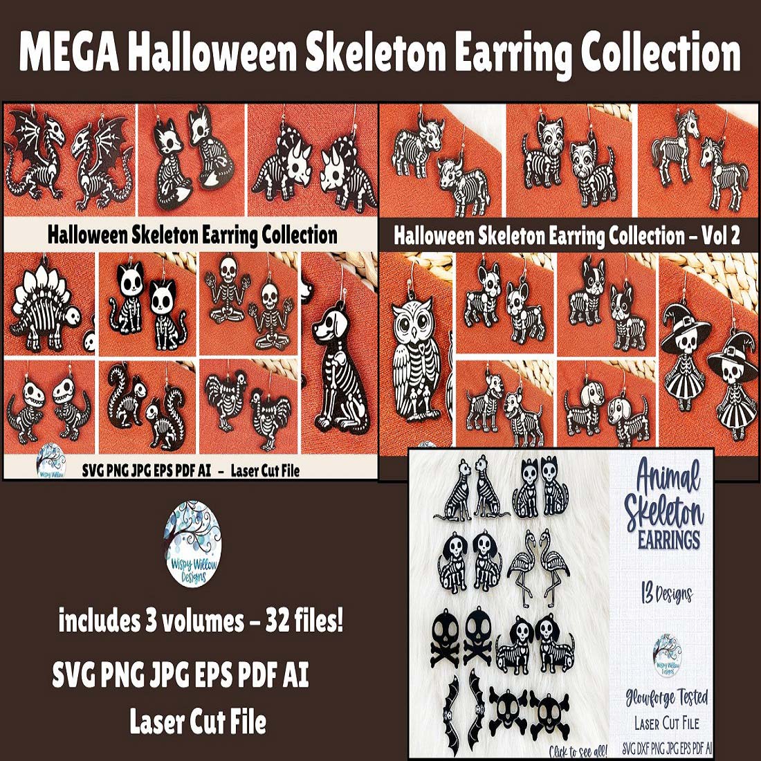 Mega Halloween Skeleton Earring Bundle preview image.