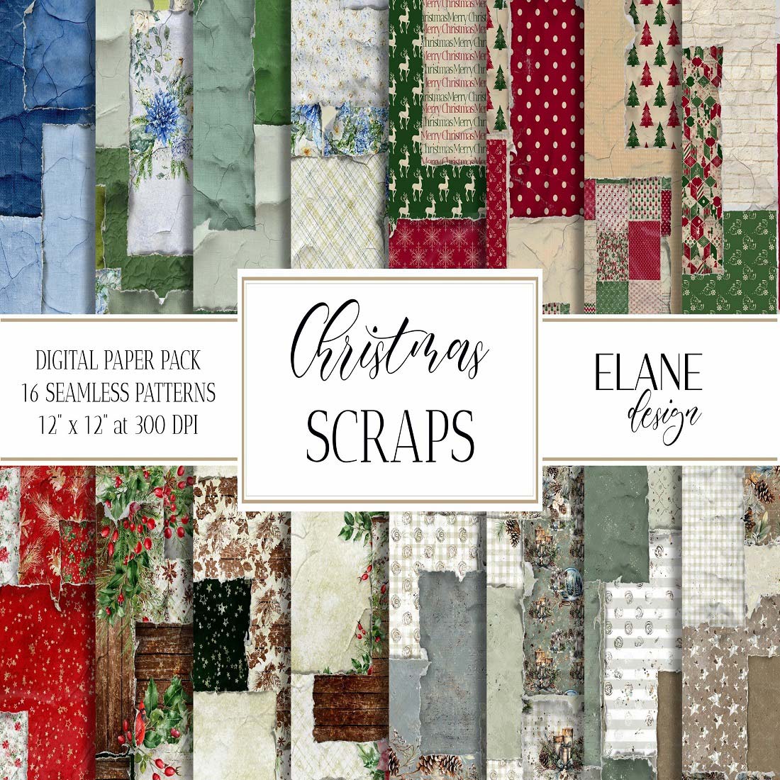 38 christmas patchwork digital paper christmas scraps 580