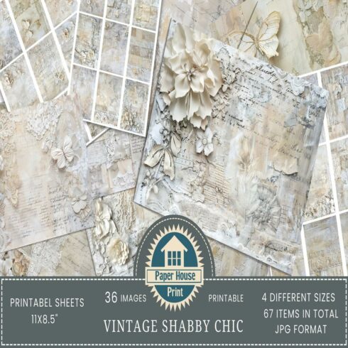 Vintage Shabby Chic Laced Junk Journal Paper cover image.