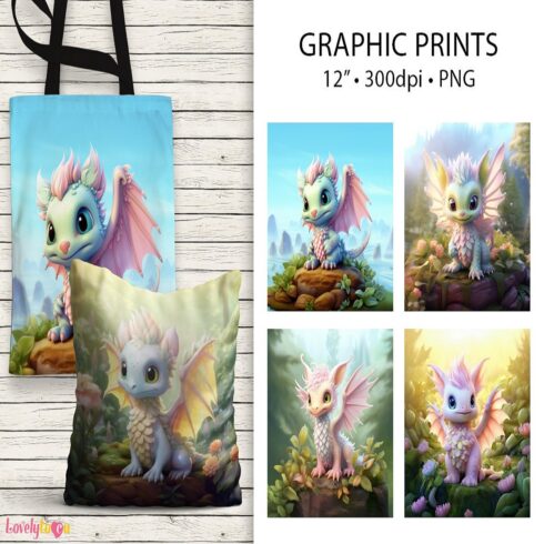 Cute dragon background papers for sublimation projects cover image.