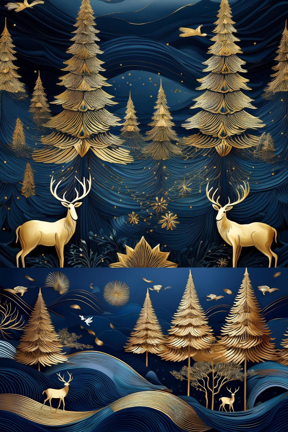 Enchanted Christmas on a Deep Blue Canvas pinterest preview image.