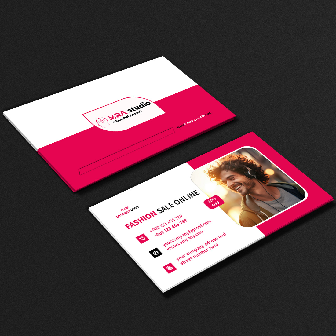 Professional Fashion Sale Online Visiting Card Design preview image.