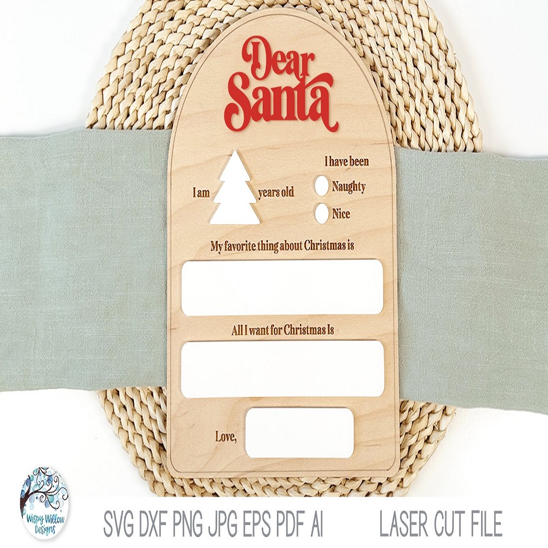 Holiday Santa Wish List Board Customizable Christmas preview image.