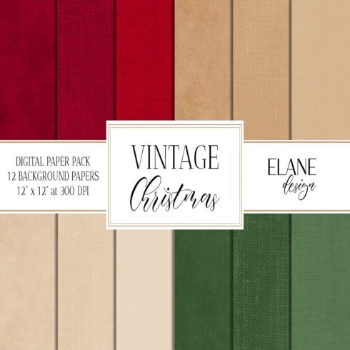 Christmas Digital Paper Pack, Vintage Watercolor Background cover image.