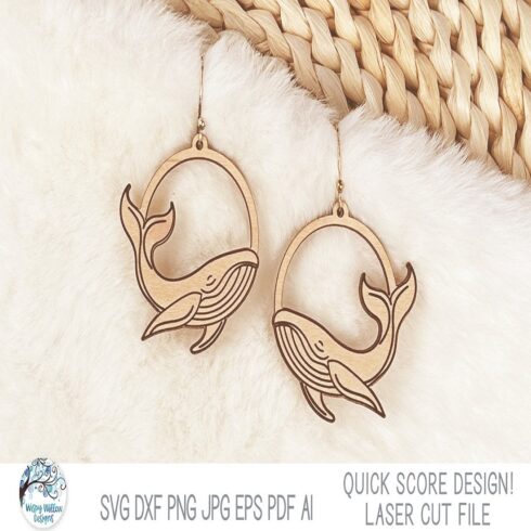 Whale Ocean Earrings SVG Laser Cut Sea Animal Jewelry cover image.