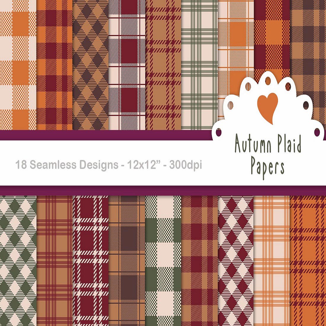 Autumn-plaid-seamless-paper-patterns,-scrapbooking-papers preview image.