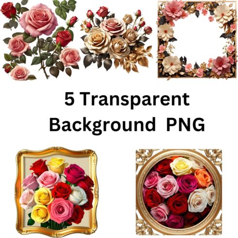 Floral PNGs with Transparent Background cover image.