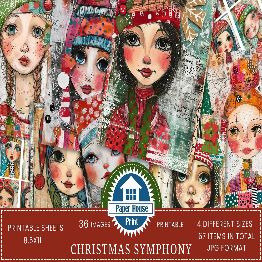 Whimsical Christmas Girls Paper Dolls Papers cover image.