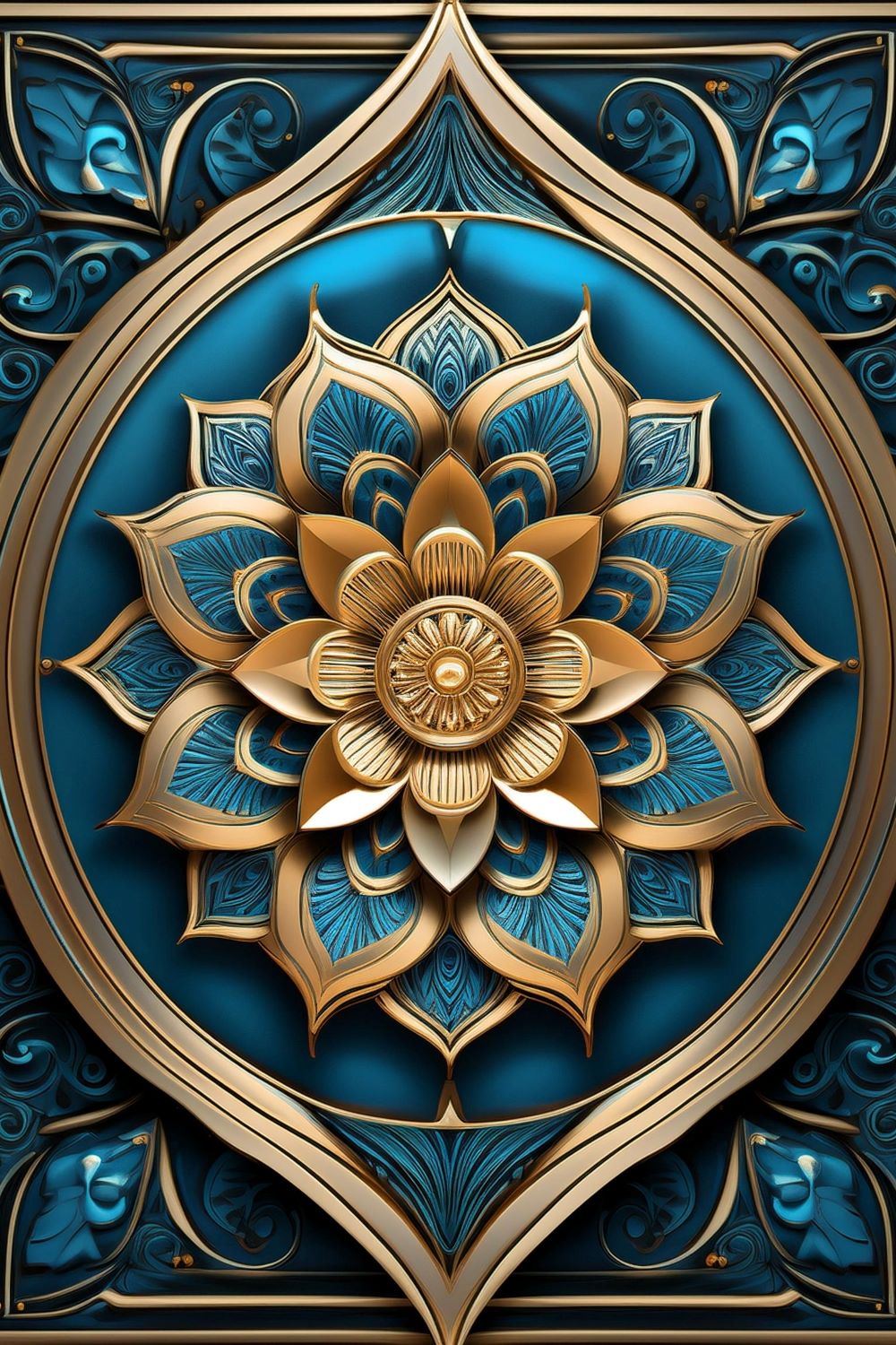 Elegant 3D Decorative Ceiling Wallpaper with Mandala Design pinterest preview image.