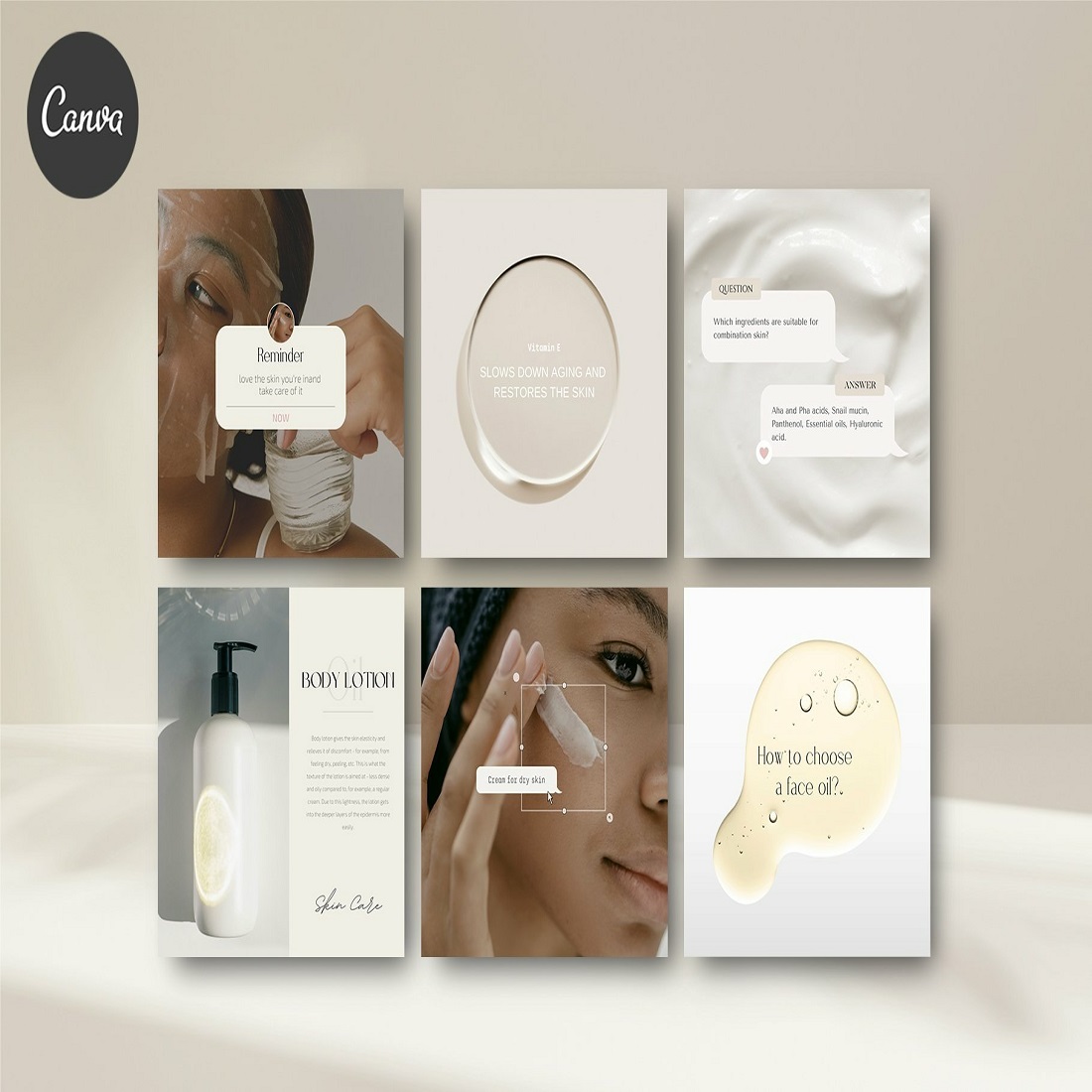 CANVA Skin Care Social Media Pack preview image.