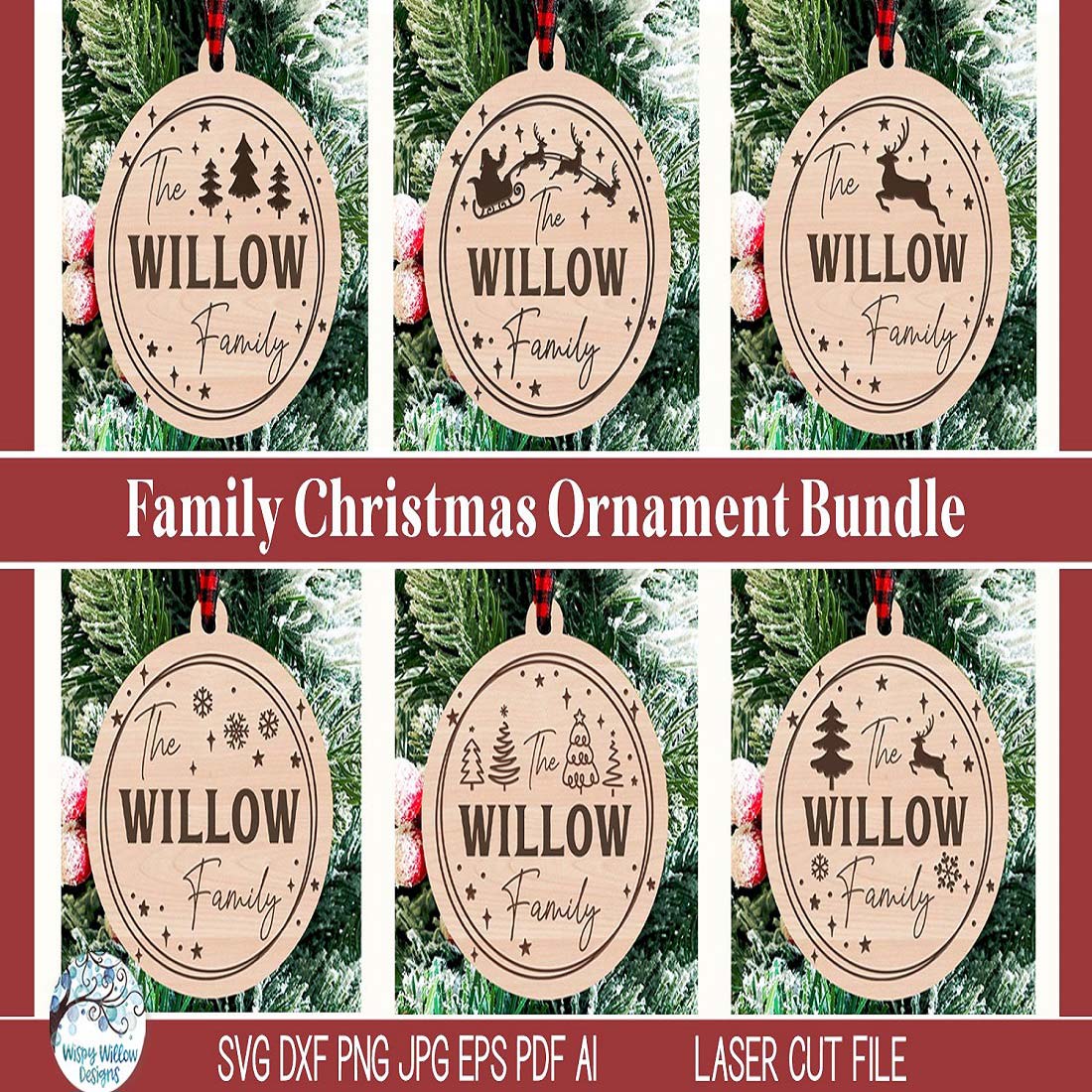 Personalized Family Christmas Ornament preview image.